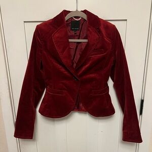 The Limited- Red Velvet Blazer One Button Holiday Y2K Size 2